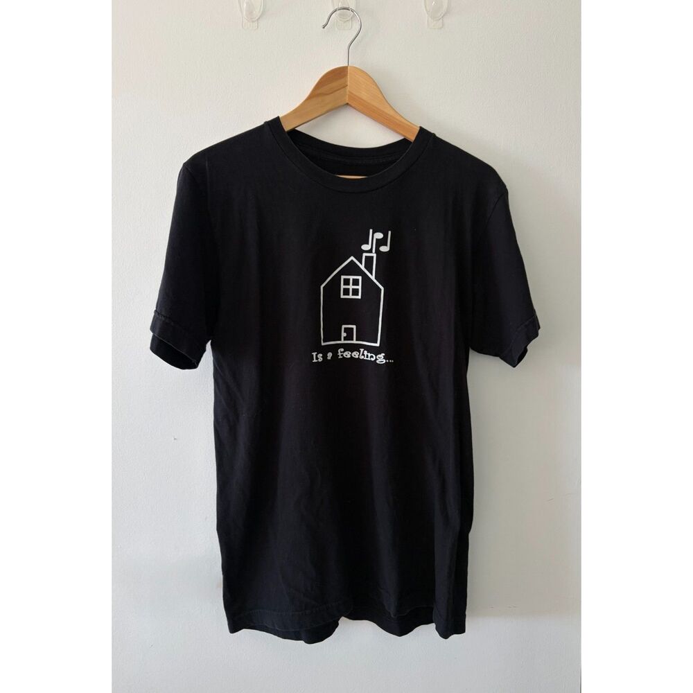 FRESCO House is a Feeling Vtg Y2K House Music Black Graphic T-Shirt Mens Medium